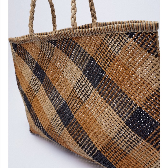 Zara plaid woven tote bag - Picture 7 of 10